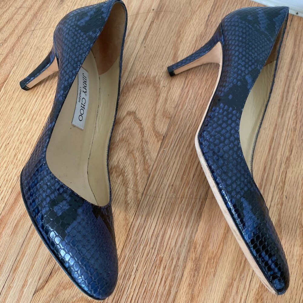 Jimmy Choo Blue Snakeskin Heels